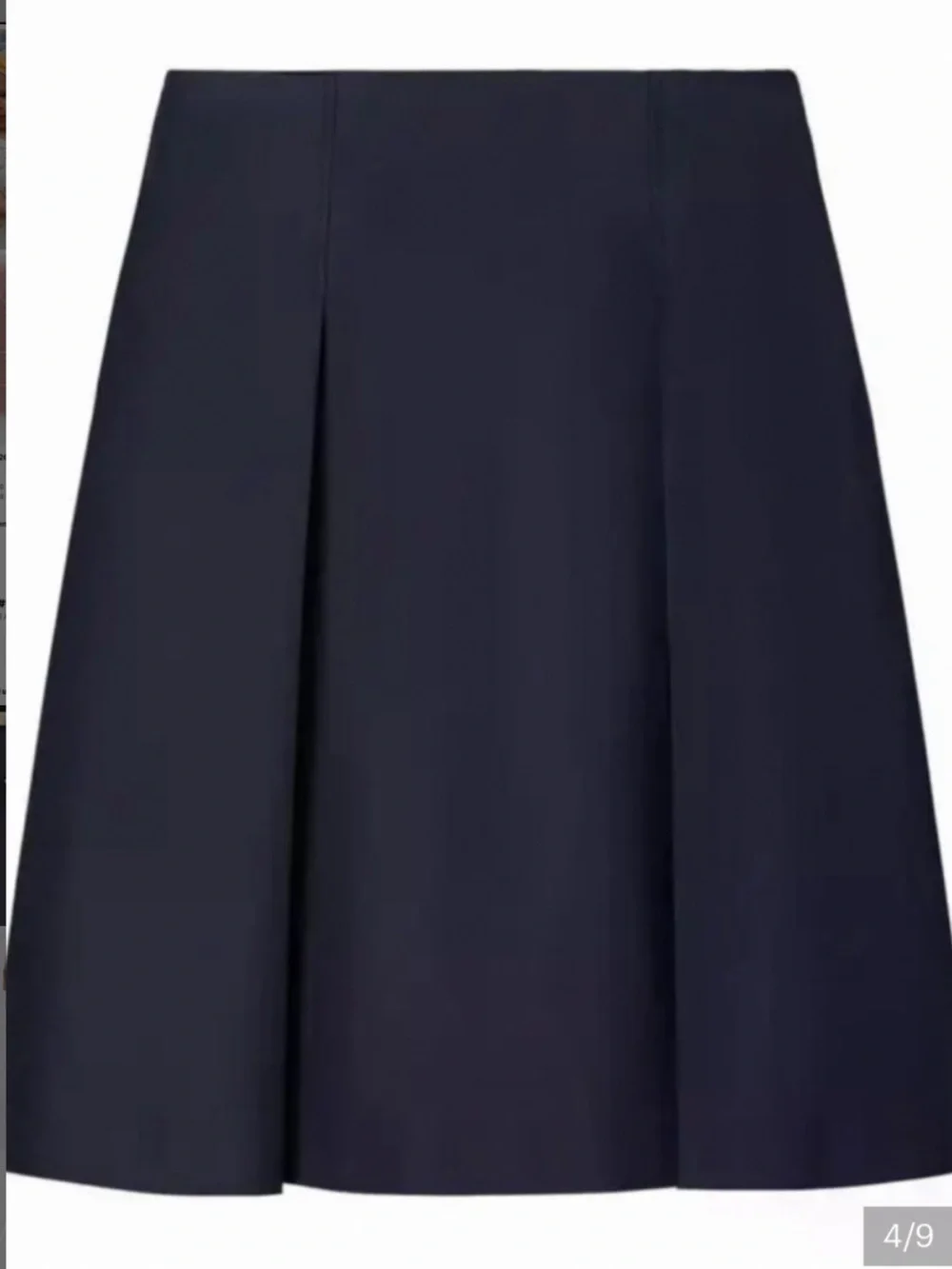 TORY BURCH NAVY COTTON TWILL PLEATED SKIRT